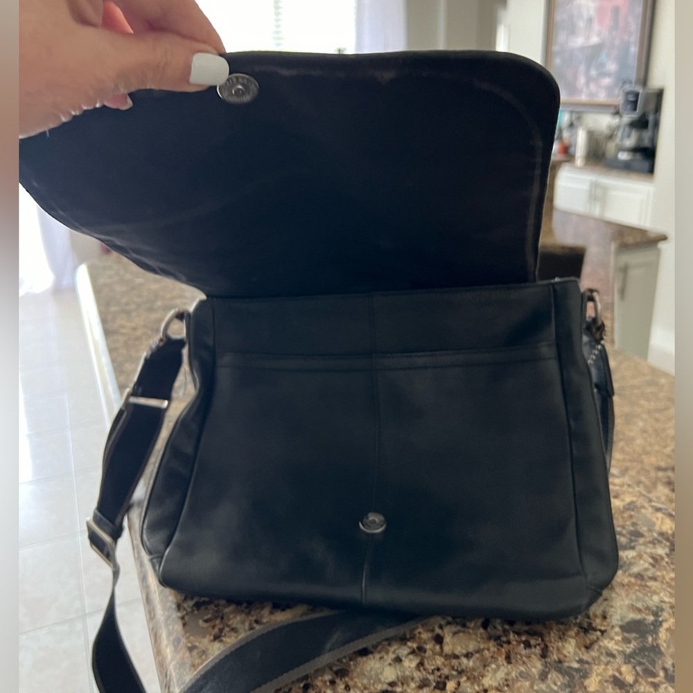 COACH heritage bag F70555 black leather bag shoulder